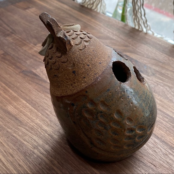 Unique Clay Pottery Bird Sculpture Figurine Toothbrush Holder - Picture 5 of 12